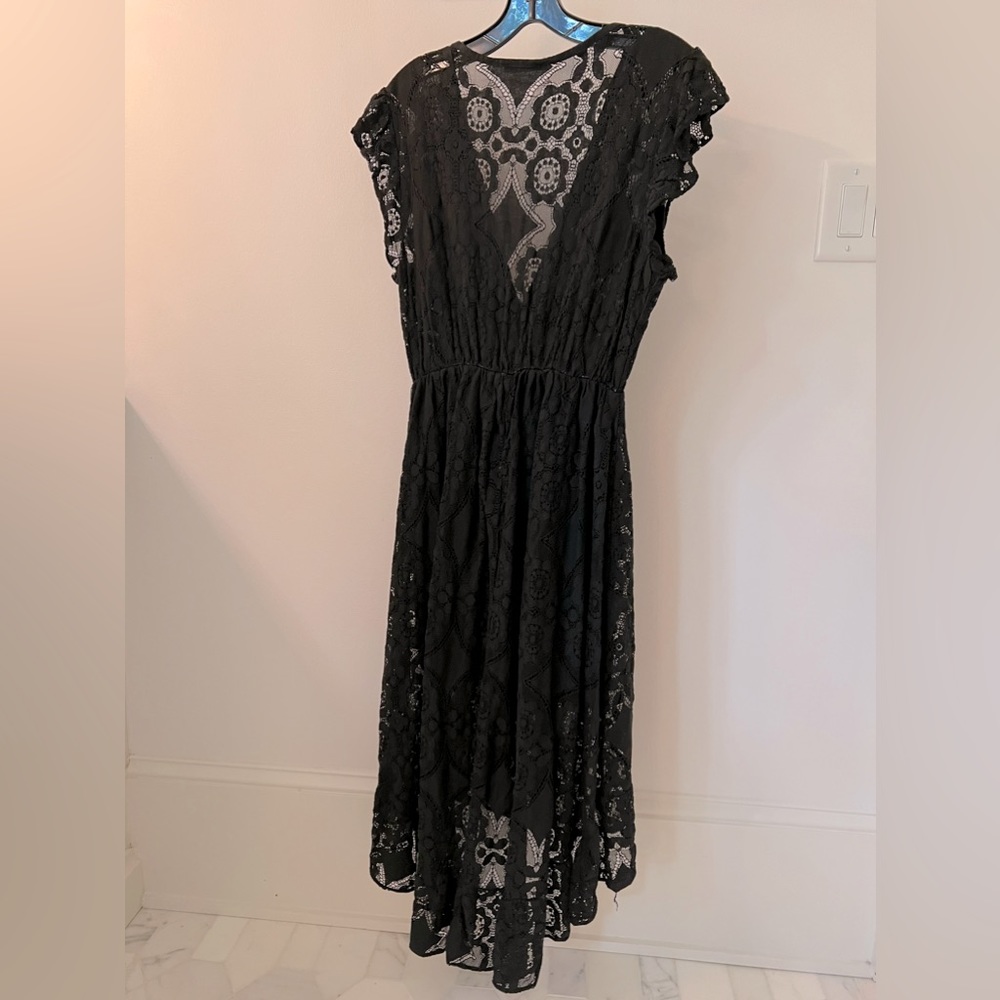 Black lace midi dress